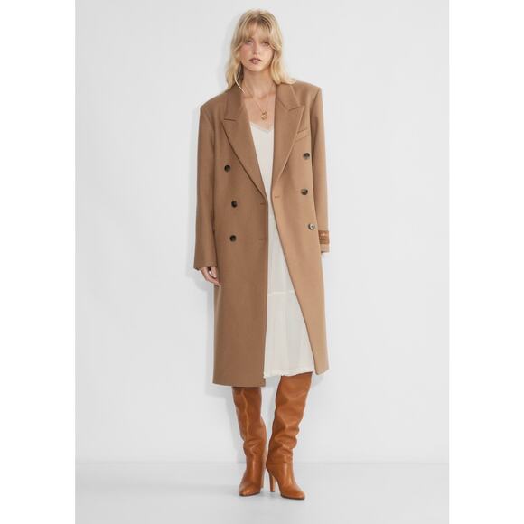 New Wilfred Aritzia Symphony Coat Trench Pea Virgin Wool Cashmere Camel Tan XS - Picture 1 of 12